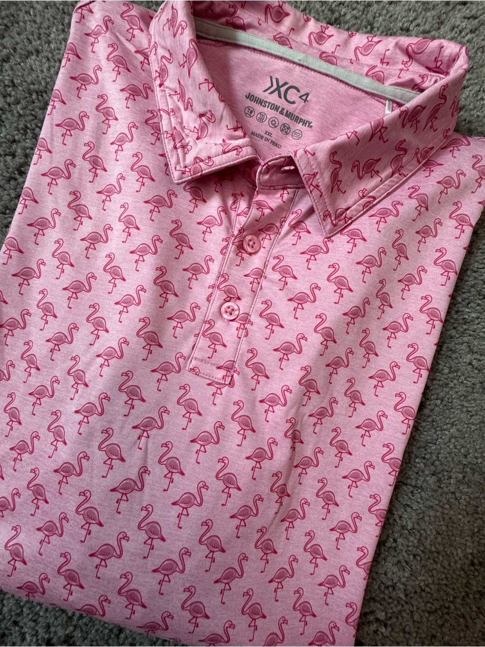 Johnston & Murphy Men’s Pink Flamingo Polo Shirt - XXL
